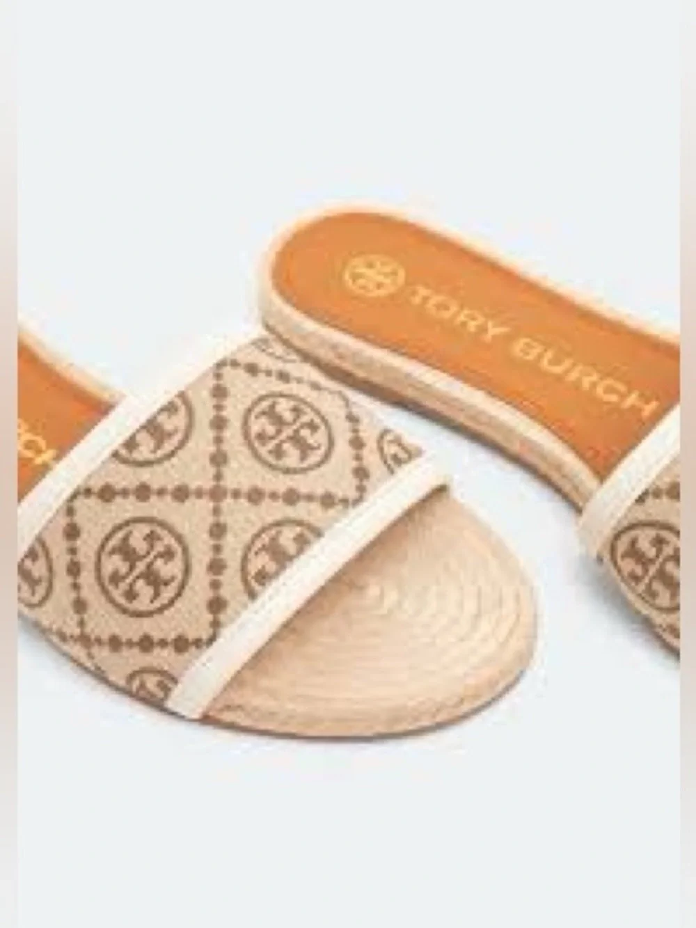 Tory Burch Women's T Monogram Espadrille Slide Natural Beige Size 7